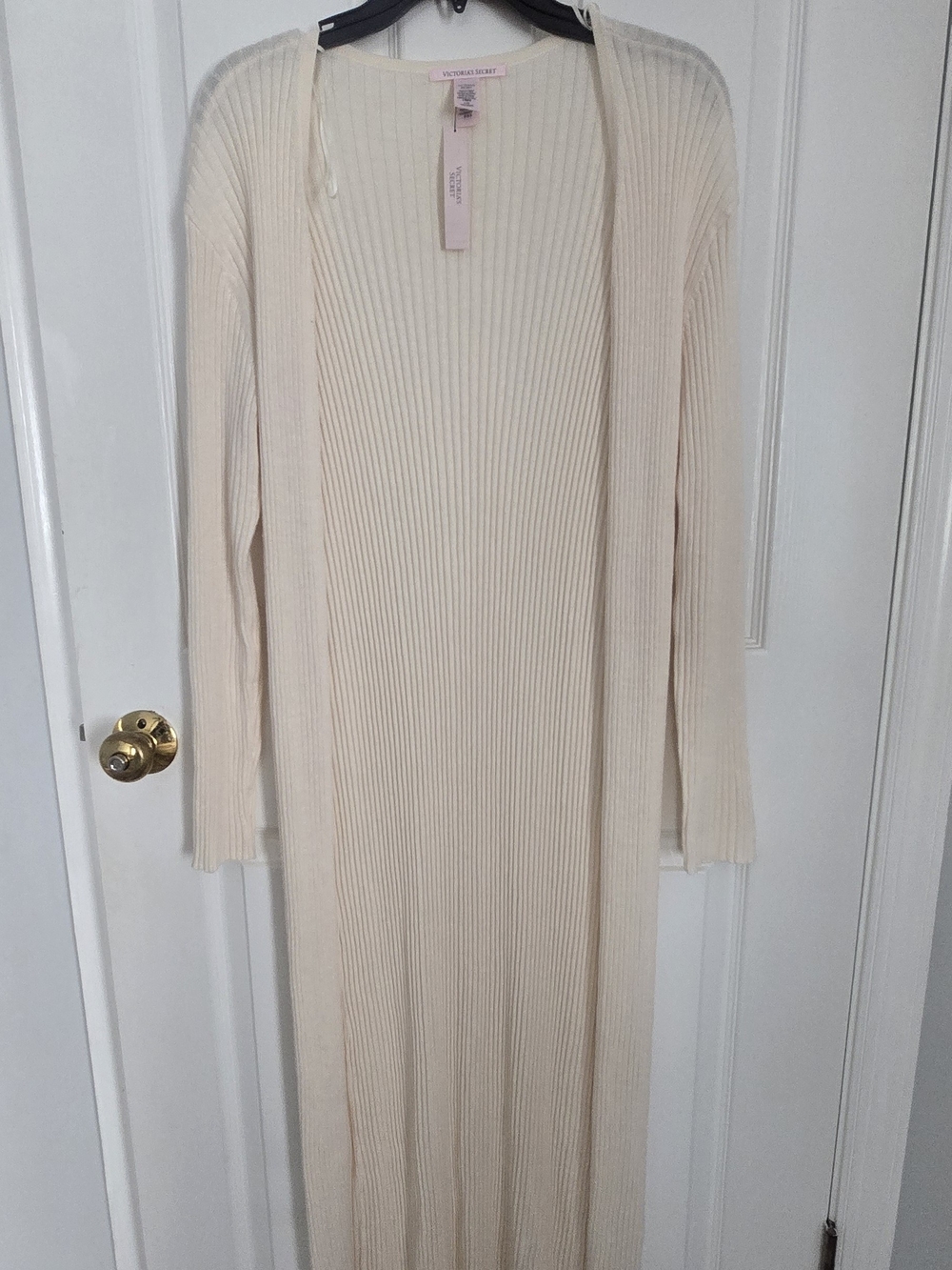 Victoria's Secret Cream Ribbed Long Cardigan
